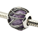 925 Silver Purple & Clear CZ Charm Beads for Bracelet Making