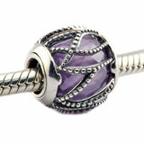 925 Silver Purple & Clear CZ Charm Beads for Bracelet Making