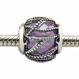 925 Silver Purple & Clear CZ Charm Beads for Bracelet Making