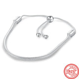 925 Silver Snake Chain Slider Charm Bracelet for Women DIY