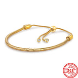 925 Silver Snake Chain Slider Charm Bracelet for Women DIY