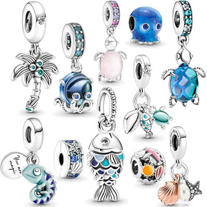 925 Silver Ocean Animal Charm Bracelet Beads DIY Jewelry
