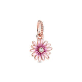 925 Silver Charms Purple Daisy Clips Beads Pendant Jewelry DIY