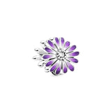 925 Silver Charms Purple Daisy Clips Beads Pendant Jewelry DIY