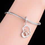 Mother & Heart Charms Beads 925 Sterling Silver for Jewelry Making