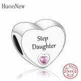 925 Silver Step Daughter Pink Love Heart Charm Bracelet