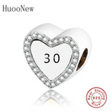 925 Sterling Silver Number Bead Charm Bracelet for Anniversary Berloque