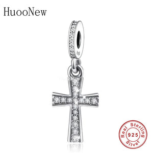 925 Silver Faith Cross Zircon Beads Bracelet DIY