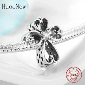 925 Silver Faith Cross Zircon Beads Bracelet DIY