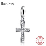 925 Silver Faith Cross Zircon Beads Bracelet DIY