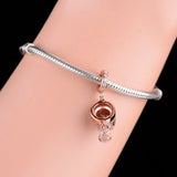 925 Sterling Silver Time Rose Coffee Cup Bean Charm Bracelet