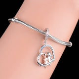 925 Sterling Silver Sisters Together Pendant Bead for Charm Bracelet
