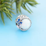 Sterling Silver Opal Enamel Butterfly Charm Bracelet Bead