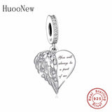 925 Silver Angel Wings Forever In My Heart Bead for Charm Bracelet