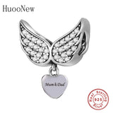 925 Silver Angel Wings Forever In My Heart Bead for Charm Bracelet