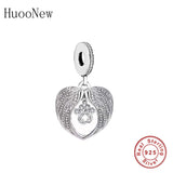 925 Silver Angel Wings Forever In My Heart Bead for Charm Bracelet