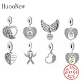 925 Silver Angel Wings Forever In My Heart Bead for Charm Bracelet