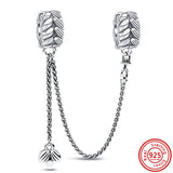 Safety Chain Clip Charm Pave Sparkling 925 Sterling Silver DIY Jewelry