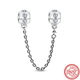 Safety Chain Clip Charm Pave Sparkling 925 Sterling Silver DIY Jewelry