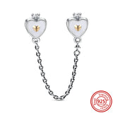 Safety Chain Clip Charm Pave Sparkling 925 Sterling Silver DIY Jewelry