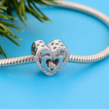 925 Silver Finger Rose Heart Bead Charm Bracelet Women Berloque