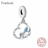 925 Silver Angel Feather Charm Bracelet Bead Gift of Love From Up Above