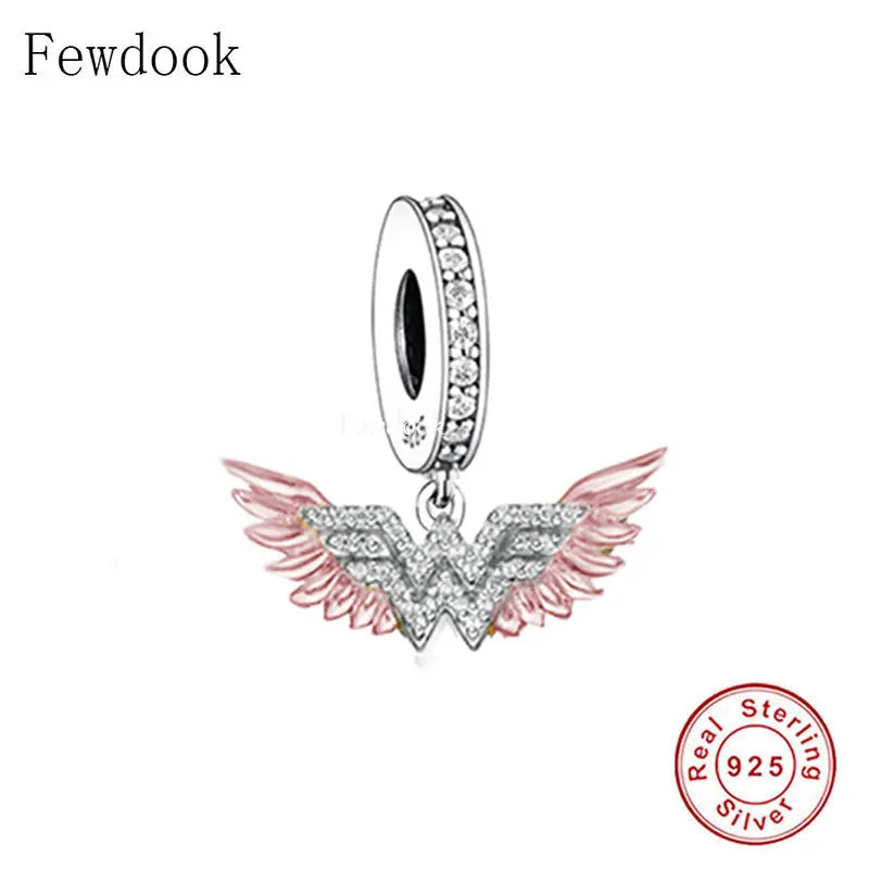 925 Silver Angel Feather Charm Bracelet Bead Gift of Love From Up Above