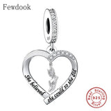 925 Silver Angel Feather Charm Bracelet Bead Gift of Love From Up Above