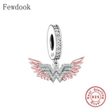 925 Silver Angel Feather Charm Bracelet Bead Gift of Love From Up Above