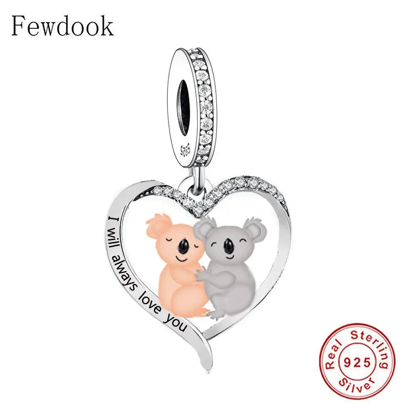 925 Silver Couples Koala Bear Charm Bracelet Bead