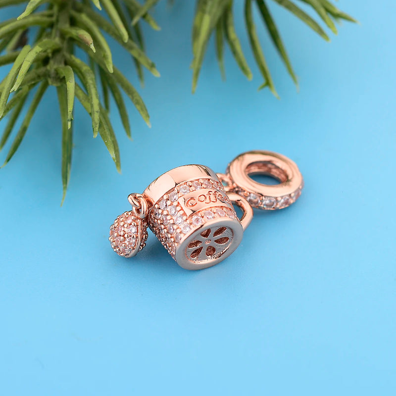 925 Silver Coffee Cup Charm Bead for Charm Bracelet
