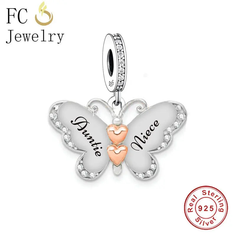 925 Silver Butterfly Charm Bracelet Bead for Niece Auntie Sister Mother Daughter
