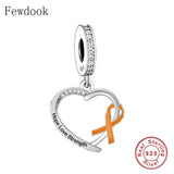 925 Silver Cancer Awareness Ribbon Charm Bracelet Bead