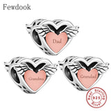 925 Silver Angel Wings Charm Bracelet Bead Memory Berloque