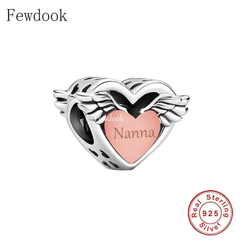 925 Silver Angel Wings Charm Bracelet Bead Memory Berloque