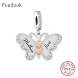 925 Silver Rose Butterfly Mother Daughter Sister Bead