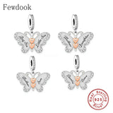 925 Silver Rose Butterfly Mother Daughter Sister Bead