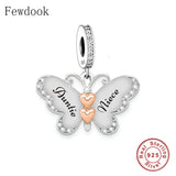 925 Silver Rose Butterfly Mother Daughter Sister Bead