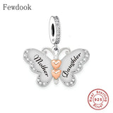 925 Silver Rose Butterfly Mother Daughter Sister Bead