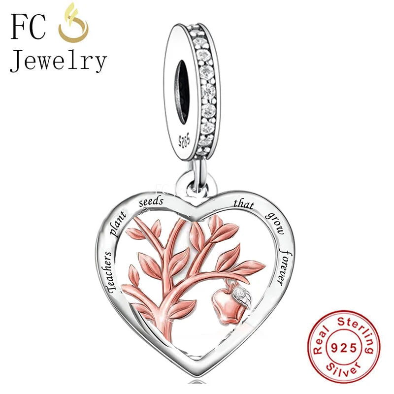 925 Silver Tree Teachers Plant Seeds That Grow Forever Bead