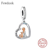 925 Sterling Silver Always in My Heart Girl And Cat Sitting Together Bead