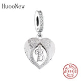 925 Silver Angel Wings Letter Alphabet Bead for Charm Bracelet