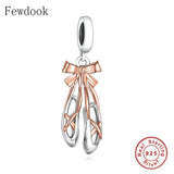 925 Silver Ballerina Ballet Slippers Charm for Bracelet Making