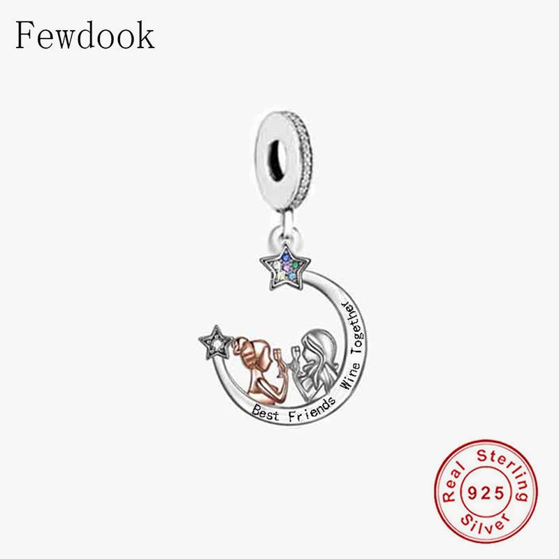 925 Silver Hand With Wine Cup Bead Charm for Women