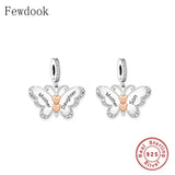 925 Silver Butterfly Mother Baby Charm Bracelet Bead
