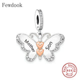 925 Silver Butterfly Mother Baby Charm Bracelet Bead