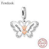 925 Silver Butterfly Mother Baby Charm Bracelet Bead