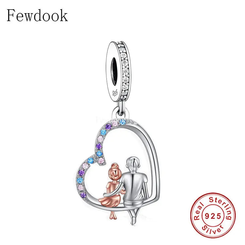 925 Silver Dad & Daughter Always Bead for Charm Bracelet DIY