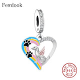 925 Silver Rainbow Bridge Dog Cat Charm Bracelet Bead DIY