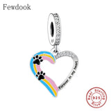 925 Silver Rainbow Bridge Dog Cat Charm Bracelet Bead DIY